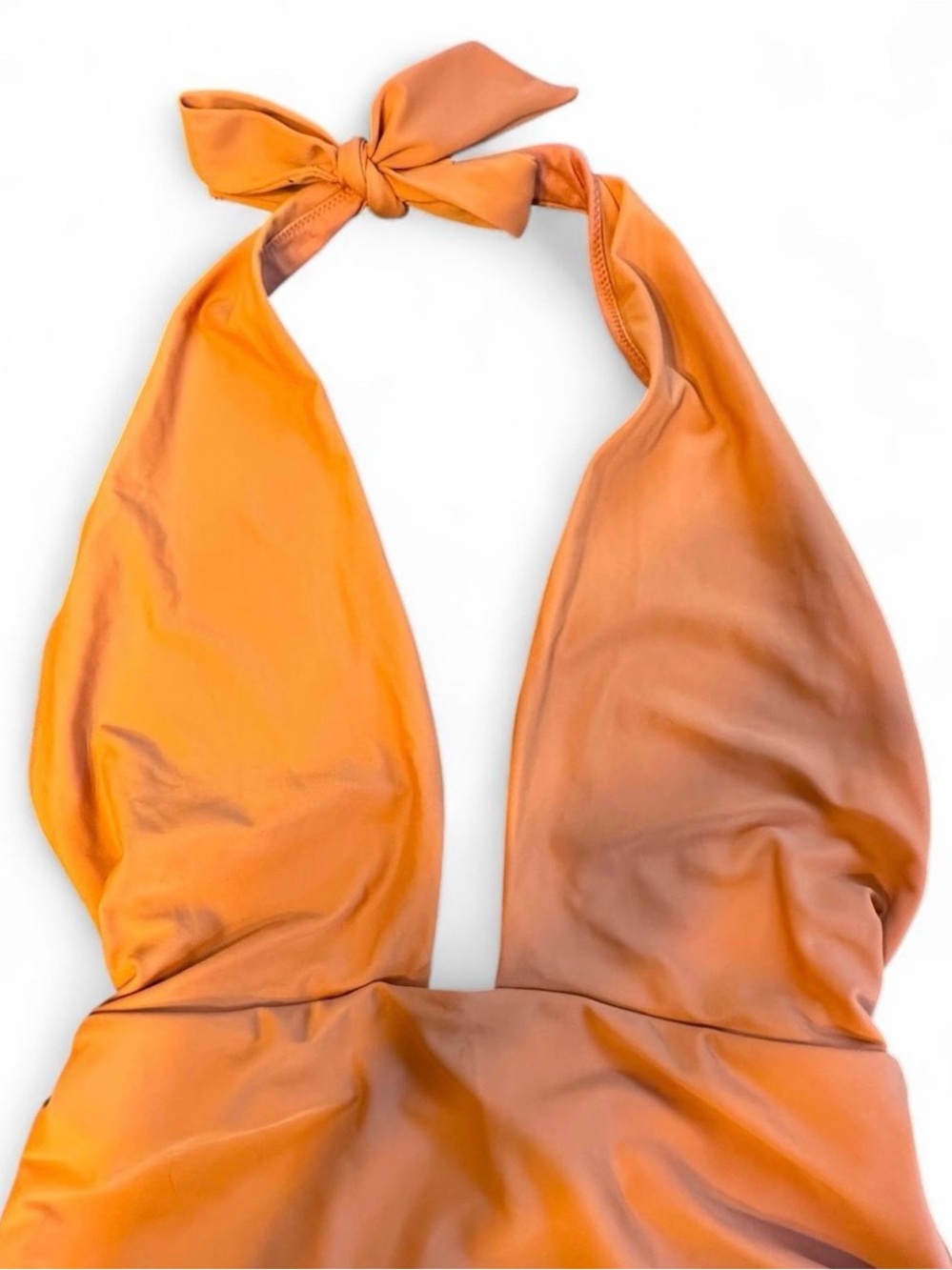 NWT aerie Tie Halter Plunge Neck Orange Size Medium One Piece Swimsuit Womens - Picture 4 of 7